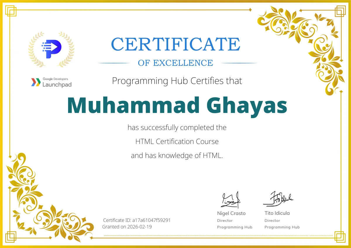 HTML Certificate