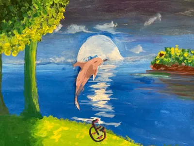 Children's dolphin painting Ages 5-8