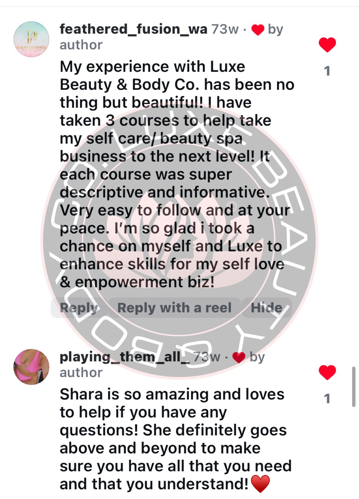 Luxe Beauty & Body Co. testimonial highlighting business growth and clarity through Confident Pricing.
