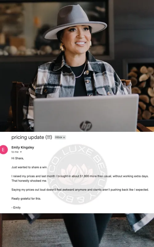 Shara Gabaldon, founder of Confident Pricing, guiding beauty professionals to set profitable prices with clarity and confidence.