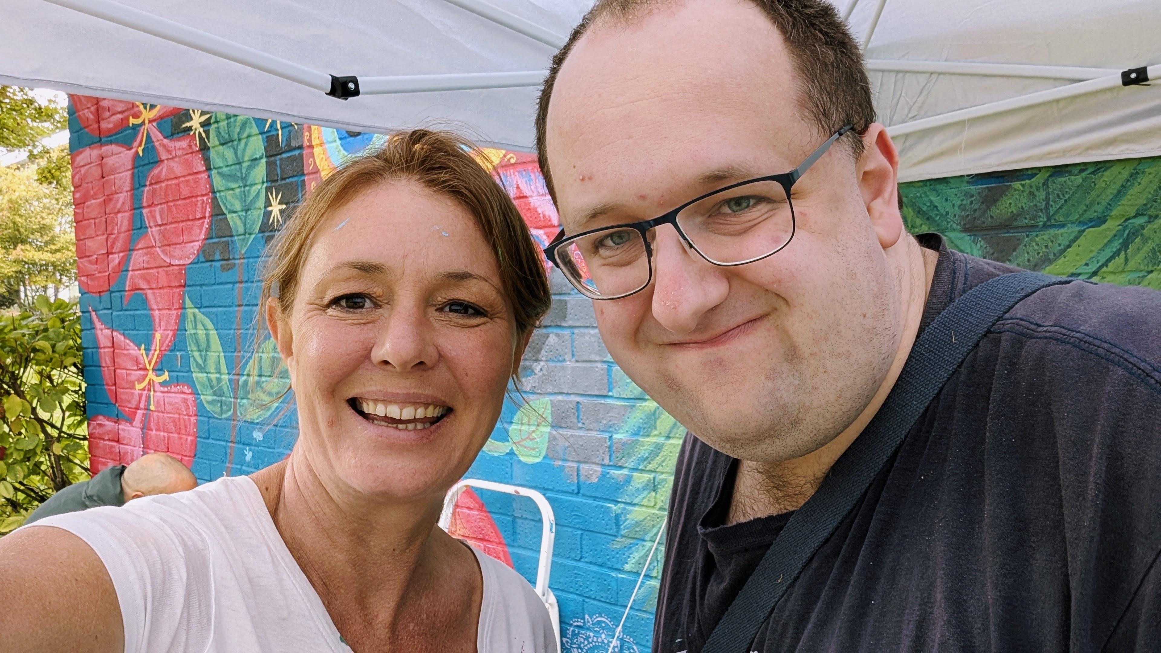 Joseph Leadbetter supporting the Wild & Wonder™ community mural project with Janine Tonkin™ through work experience and community participation