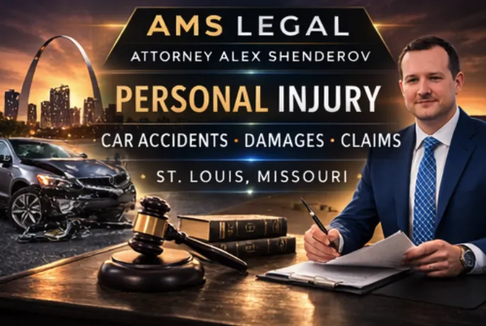 Personal injury attorney Alex Shenderov of AMS Legal helping injury victims pursue compensation under Missouri law in St. Louis