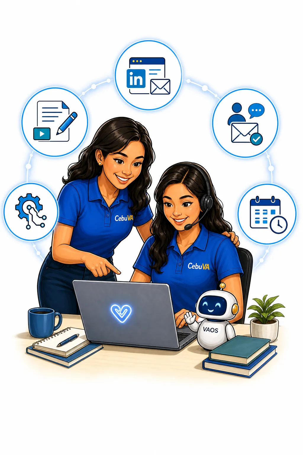 Filipino virtual assistant learning AI skills content outreach follow-up and VAOS