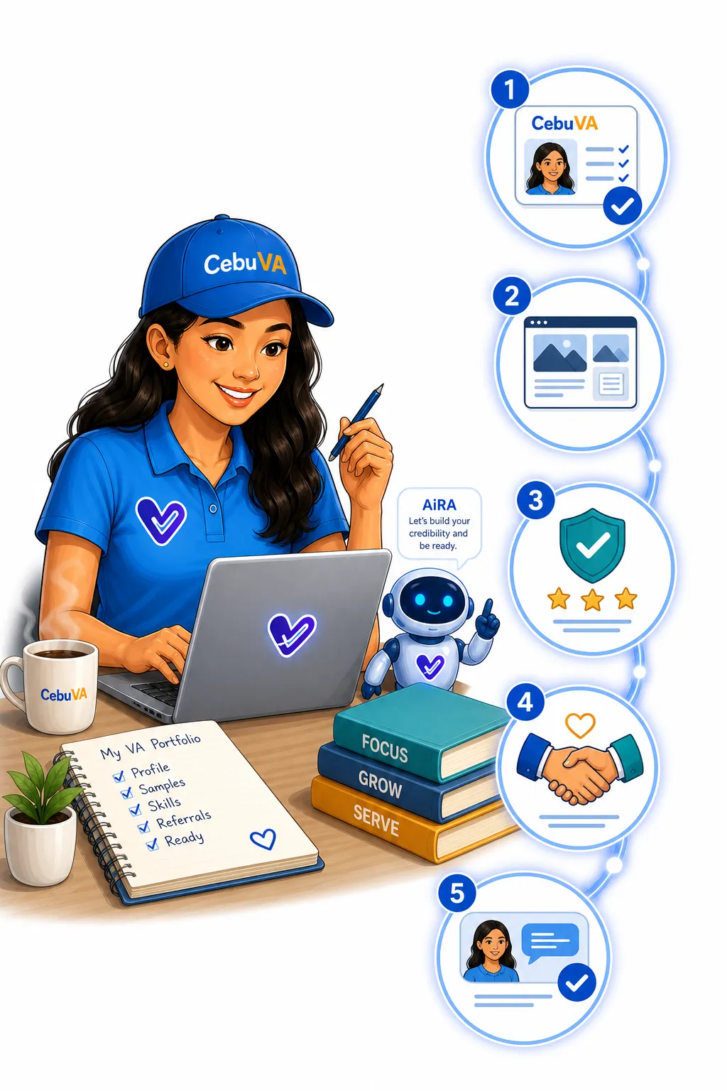 Filipino virtual assistant building proof skills referrals and client opportunities with CebuVA