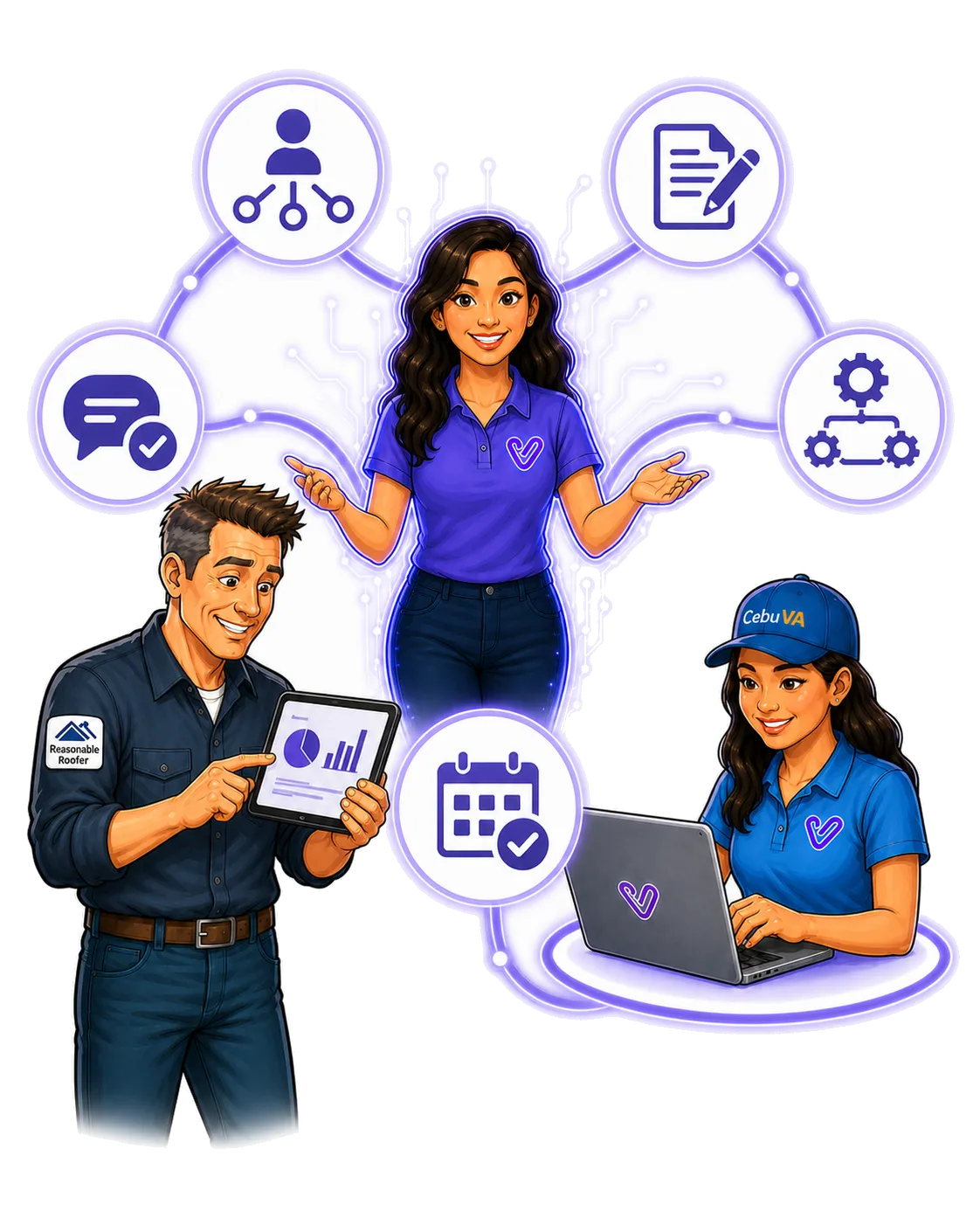 VirtualAgentOS growth team connecting people, process, performance, and AI operations