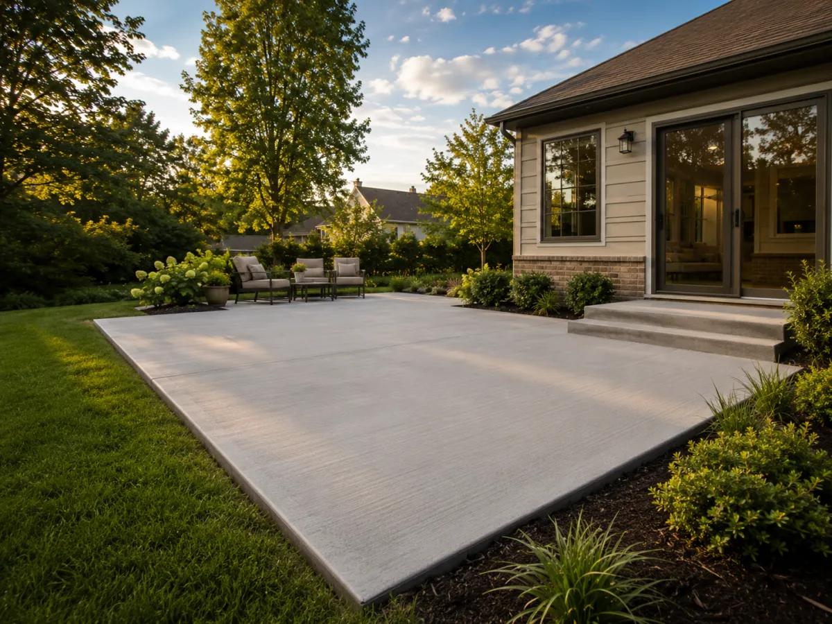Concrete patio installation in a Milwaukee backyard