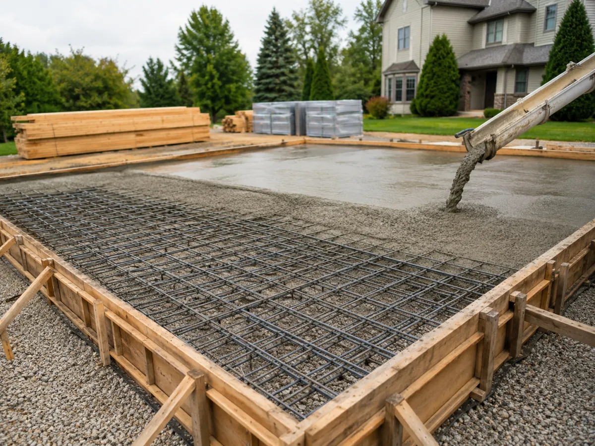 Foundation pour with rebar grid by Pro Partners Remodeling in Milwaukee