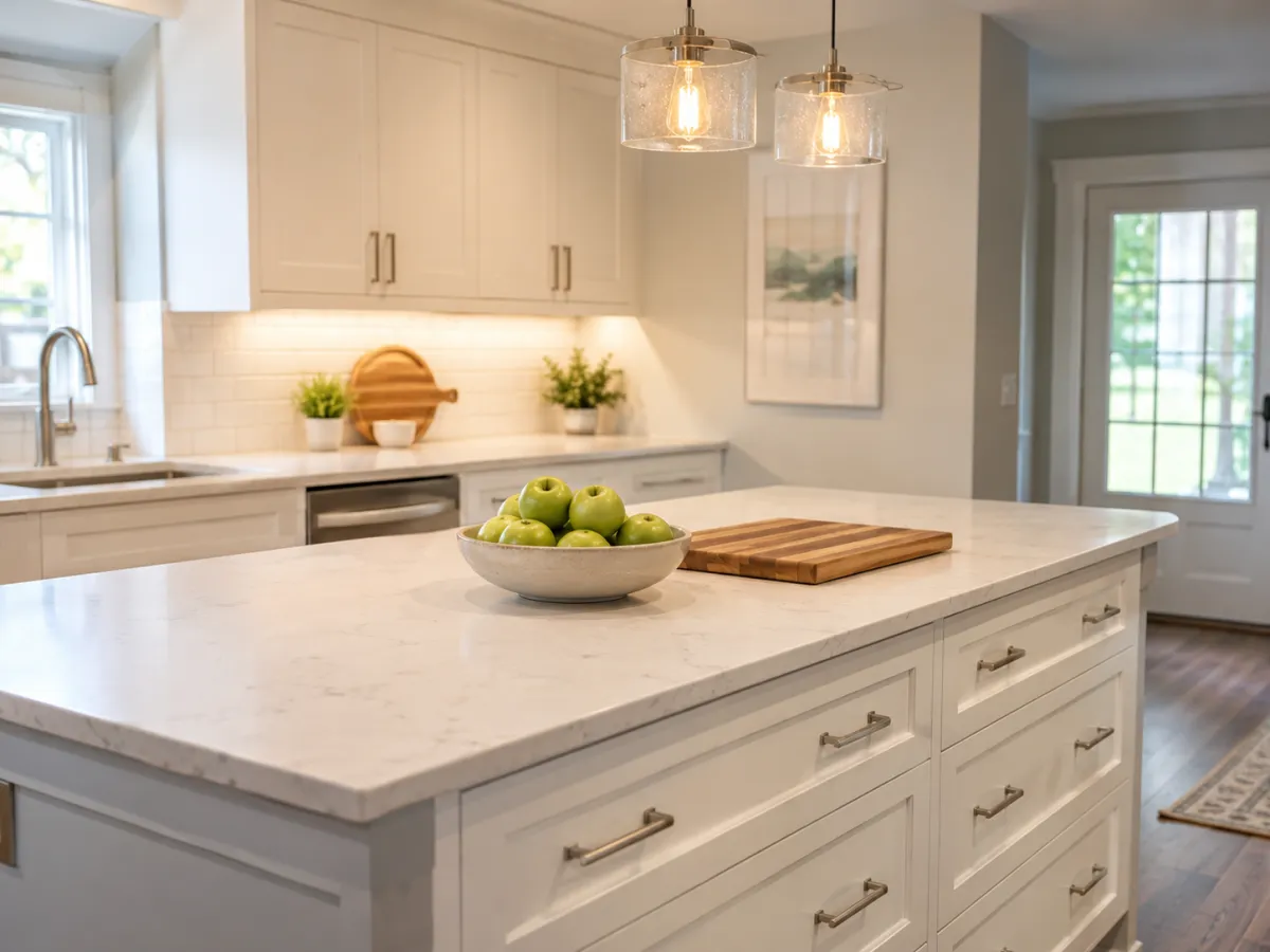 Modern kitchen island and cabinetry by Pro Partners Remodeling Milwaukee