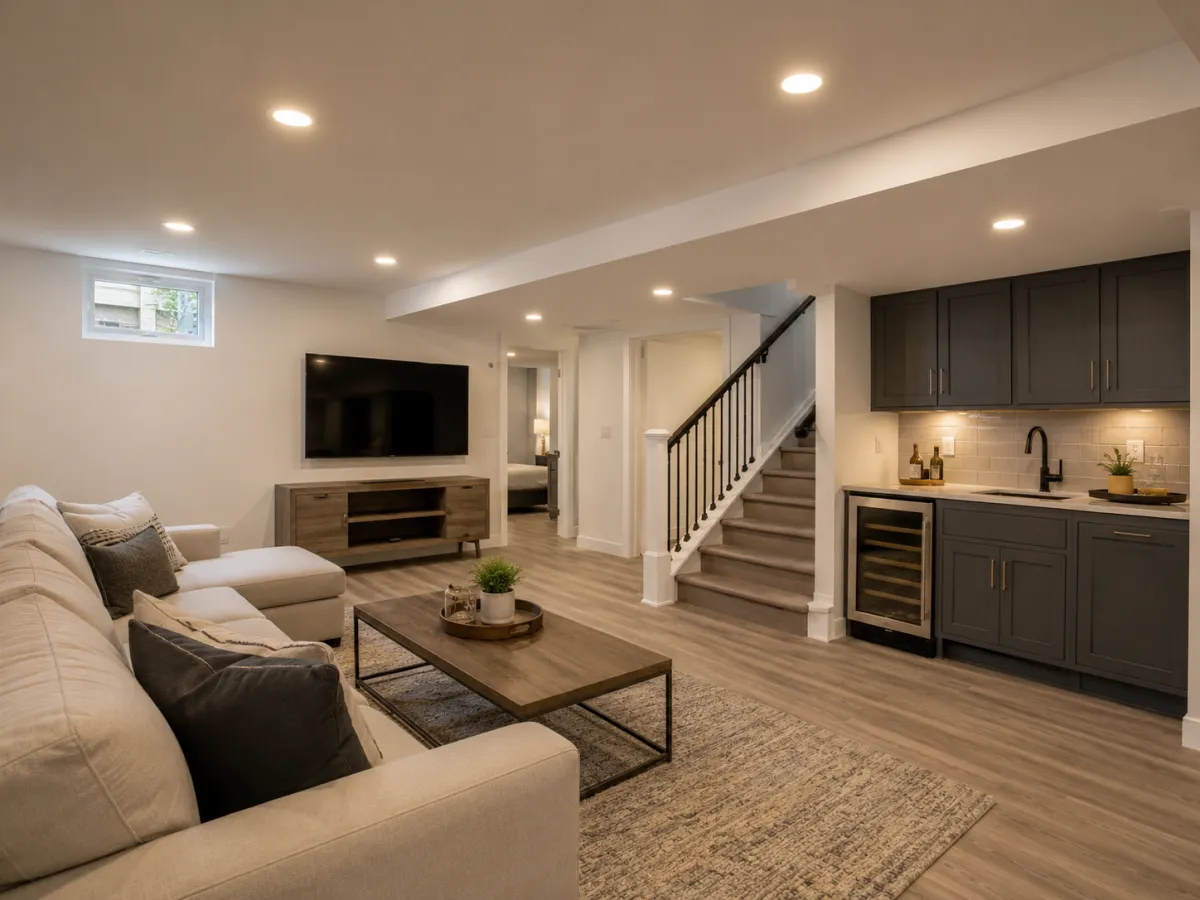 Finished basement remodel in a Milwaukee home by Pro Partners Remodeling
