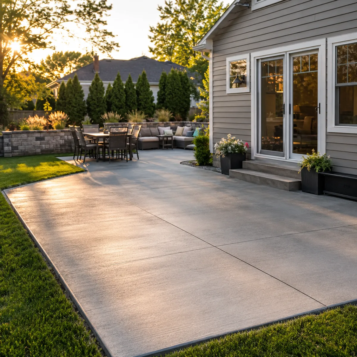 Concrete outdoor living slab by Pro Partners Remodeling in Milwaukee