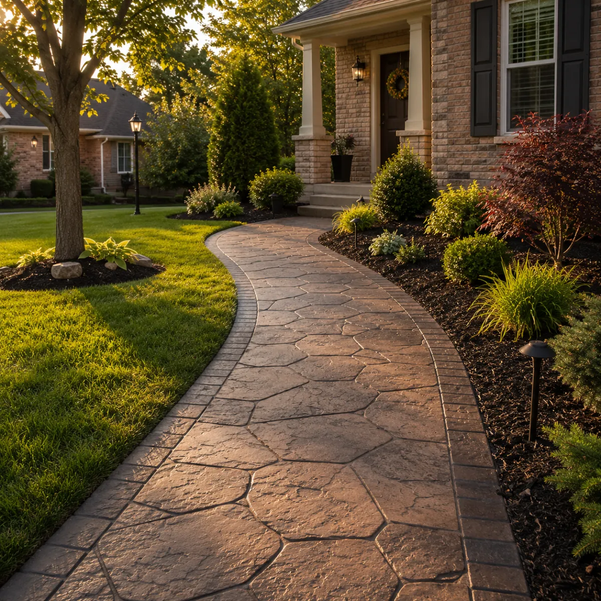 Stamped concrete walkway in Milwaukee by Pro Partners Remodeling