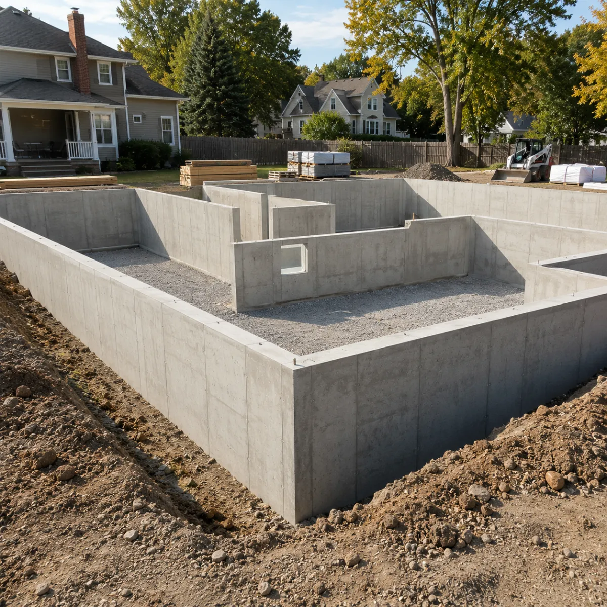 Residential concrete foundation in Milwaukee by Pro Partners Remodeling