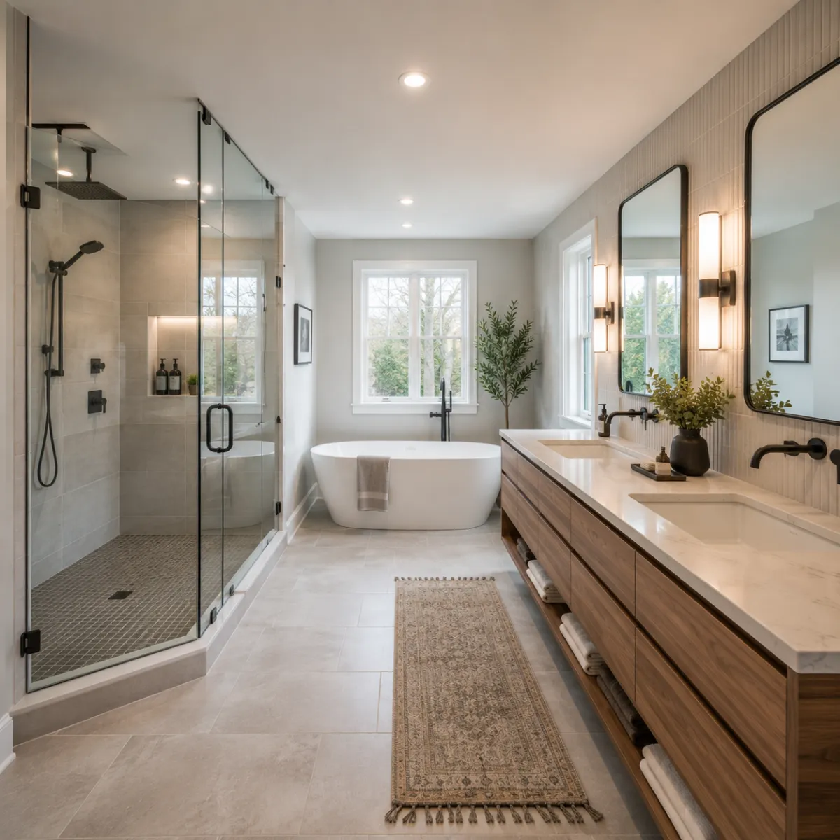 Modern primary bathroom remodel in Milwaukee by Pro Partners Remodeling