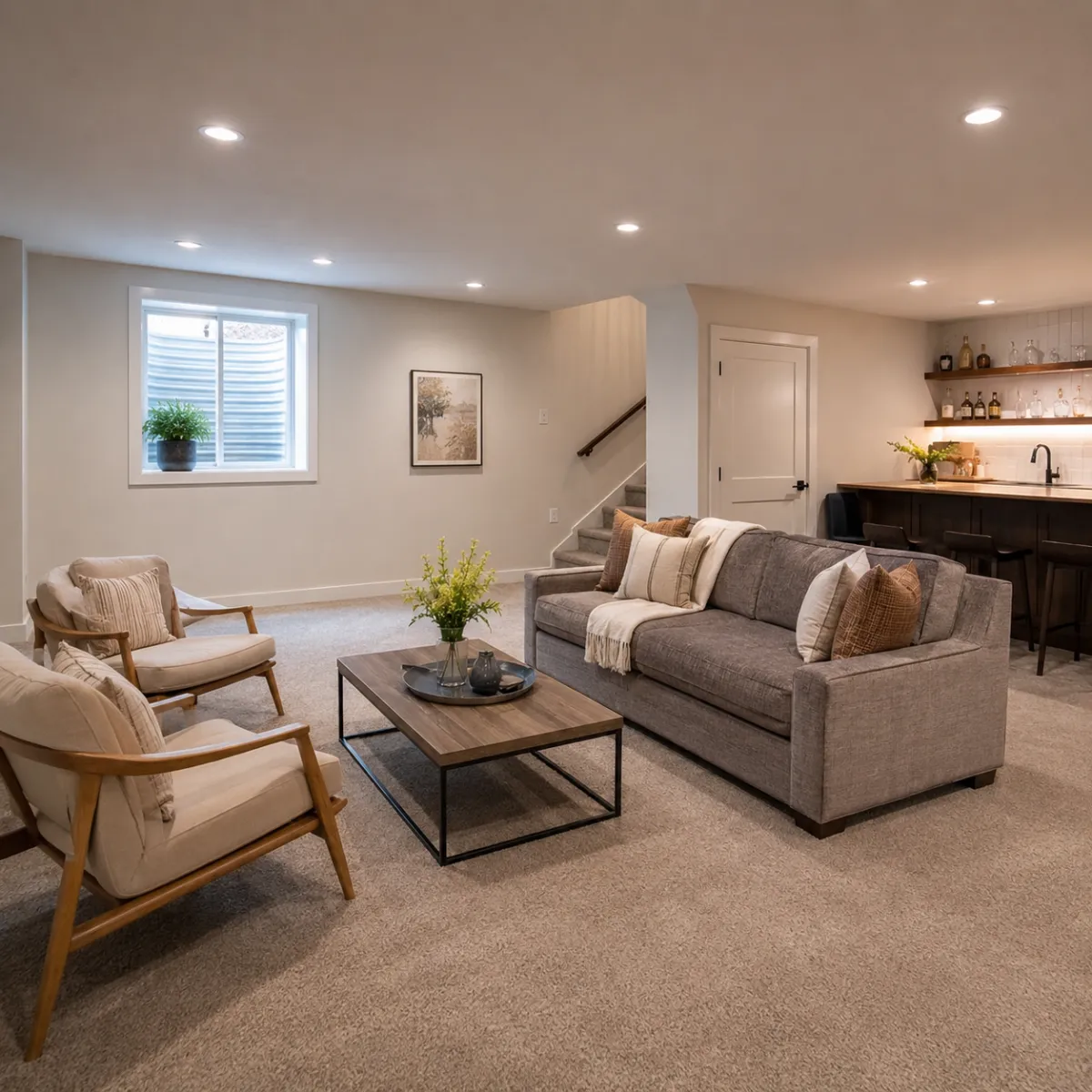 Finished basement remodel in a Milwaukee home by Pro Partners Remodeling