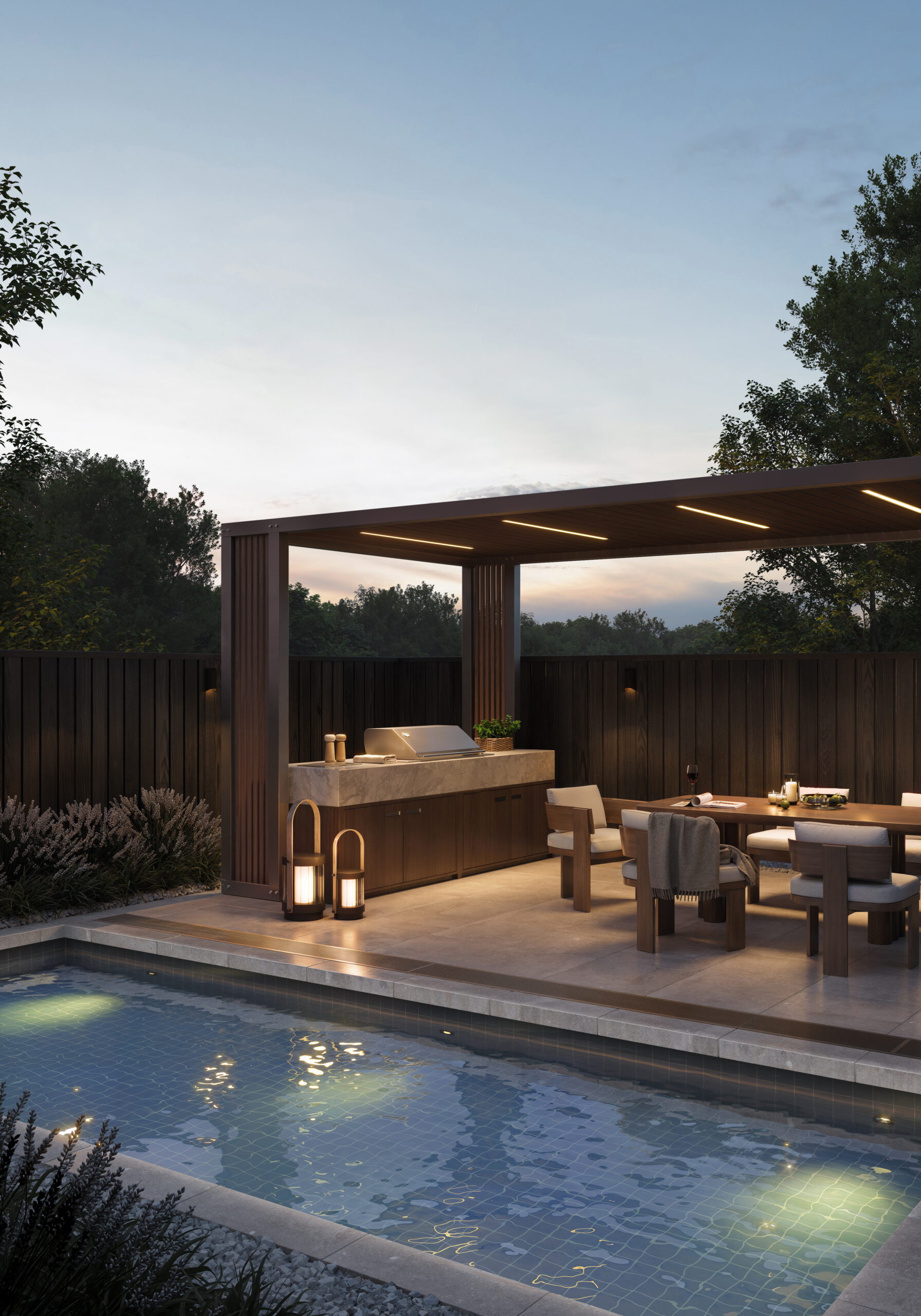 white concrete house surrounded by trees