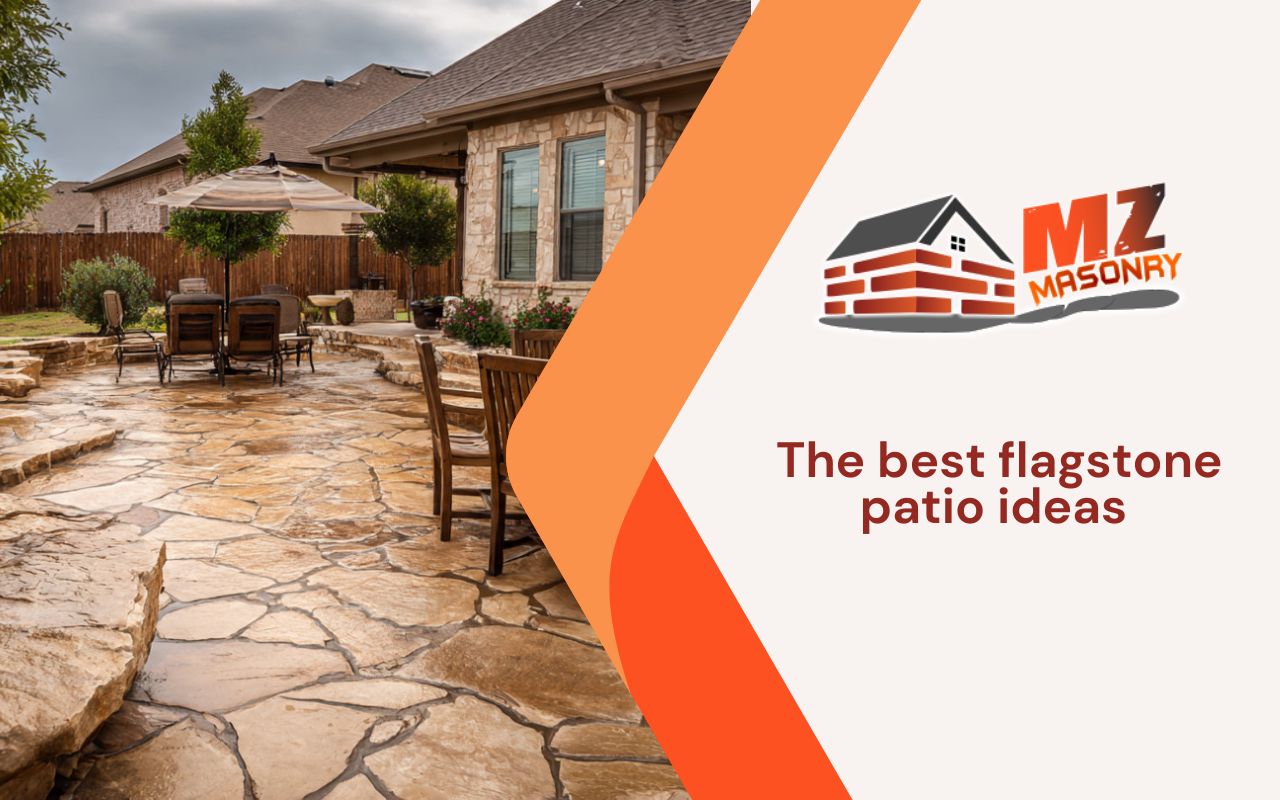 Flagstone patio ideas in Fresno, TX with a cozy backyard layout