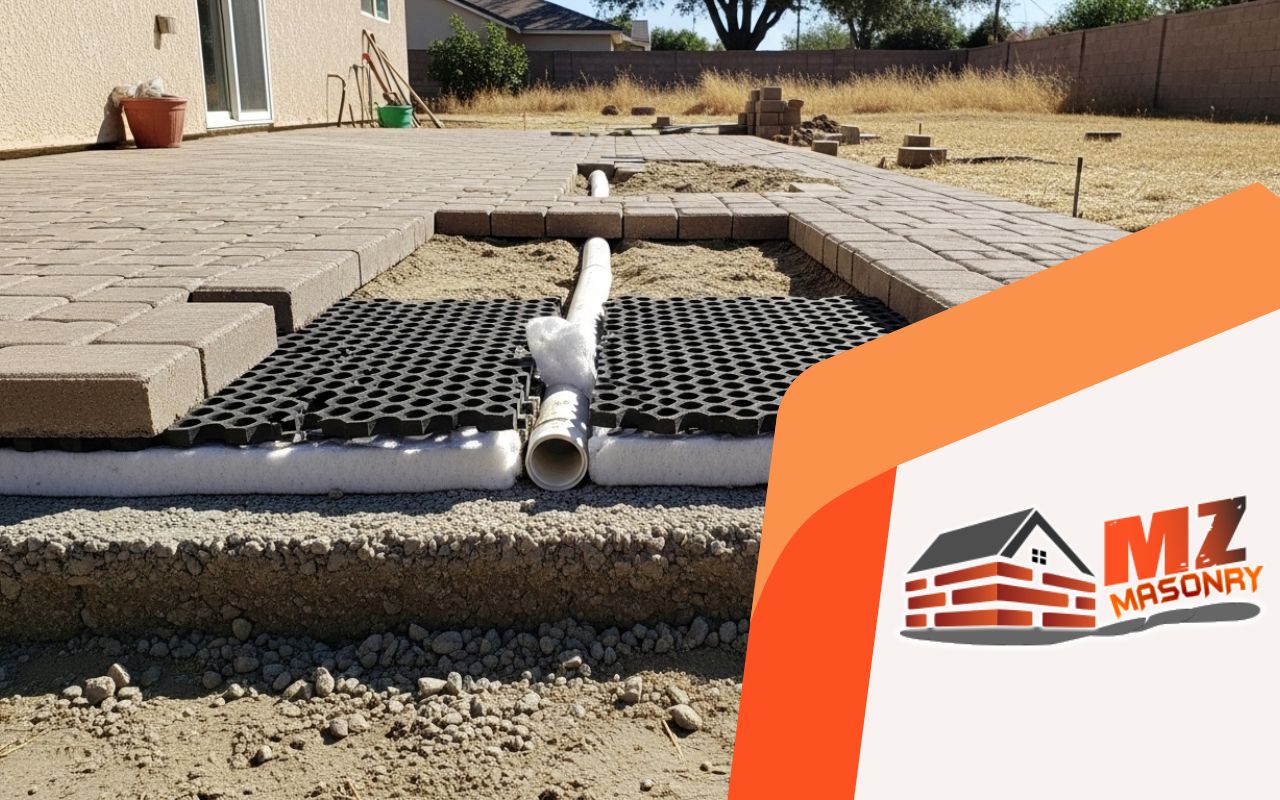 How does patio drainage under pavers in Fresno work?