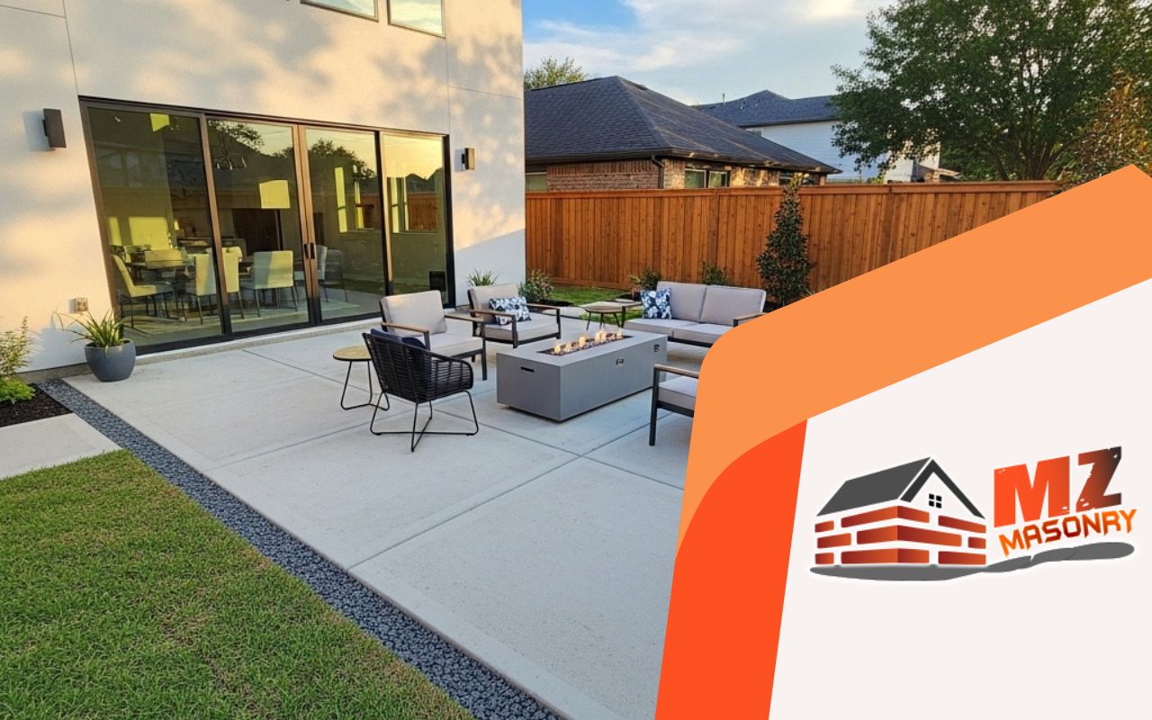 concrete patio contractors in Houston creating a useful outdoor space