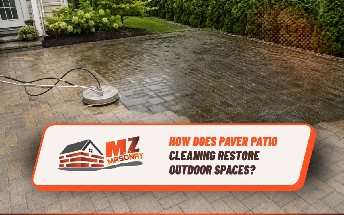 Paver patio cleaning before and after removing dirt and stains