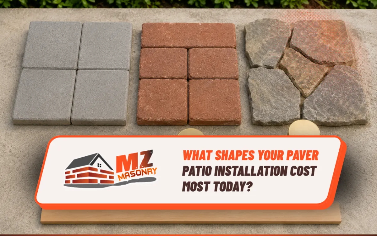 Paver patio installation cost comparison for concrete, brick, and natural stone materials