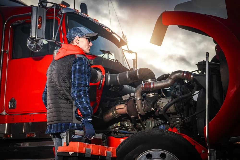 Technician inspecting used tires