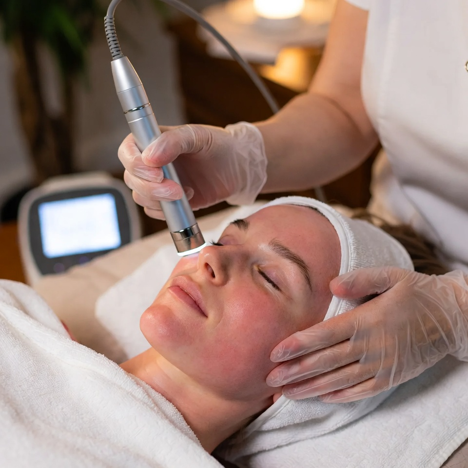 Rostro con tratamiento facial de radiofrecuencia