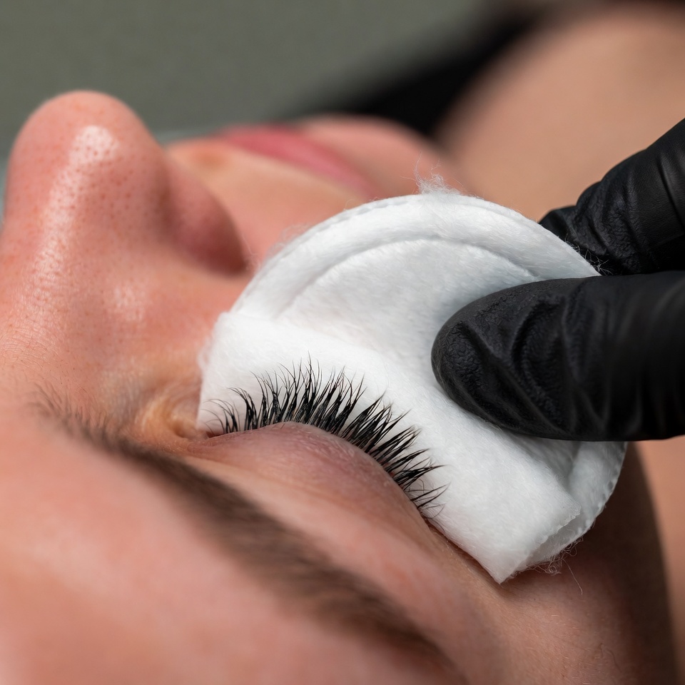 rostro de mujer con Pestañas naturales luego de realizar el retiro de unas extensiones 