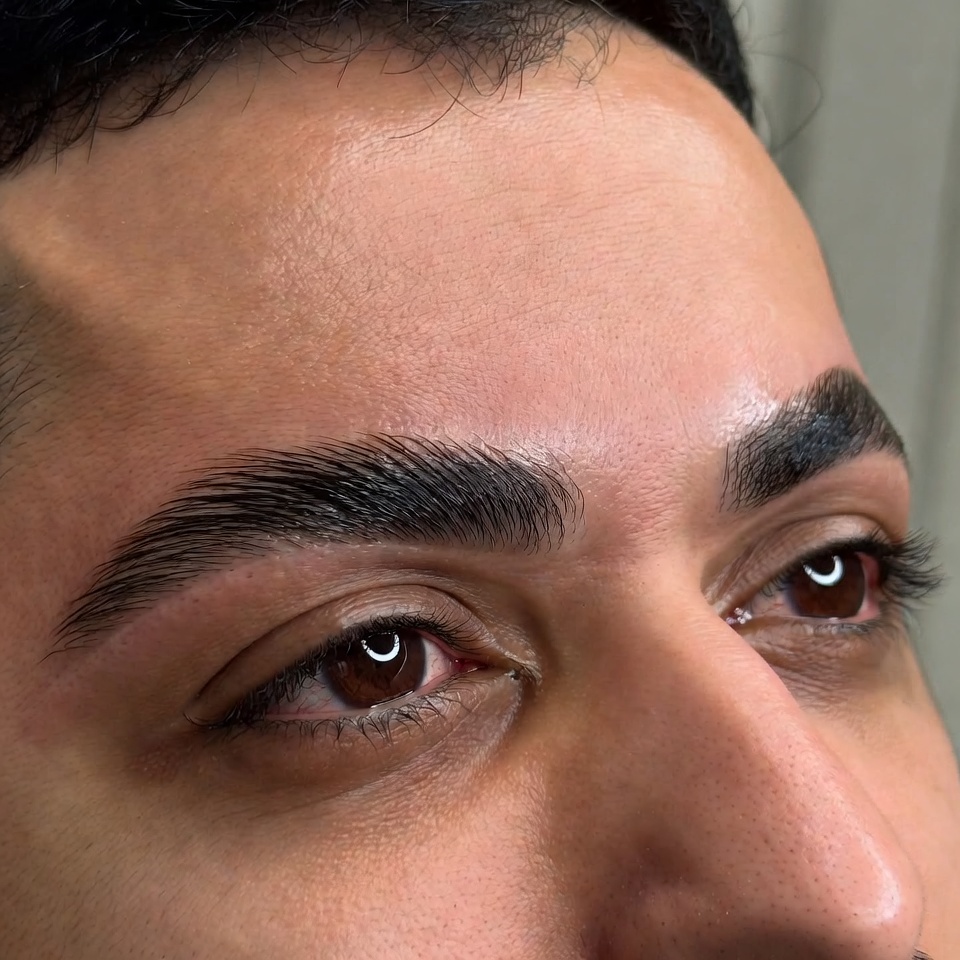 Cejas masculinas con tratamiento de laminado