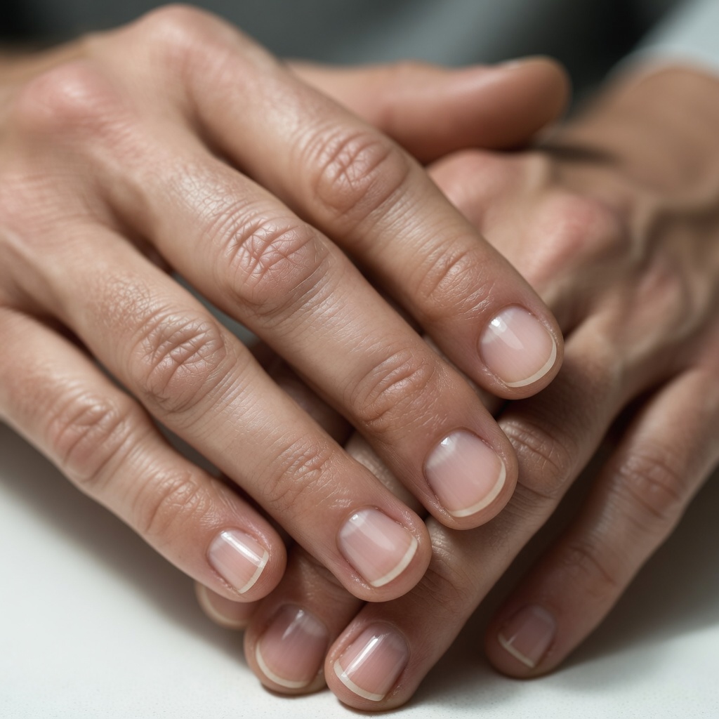 Manos de hombre con manicure masculina