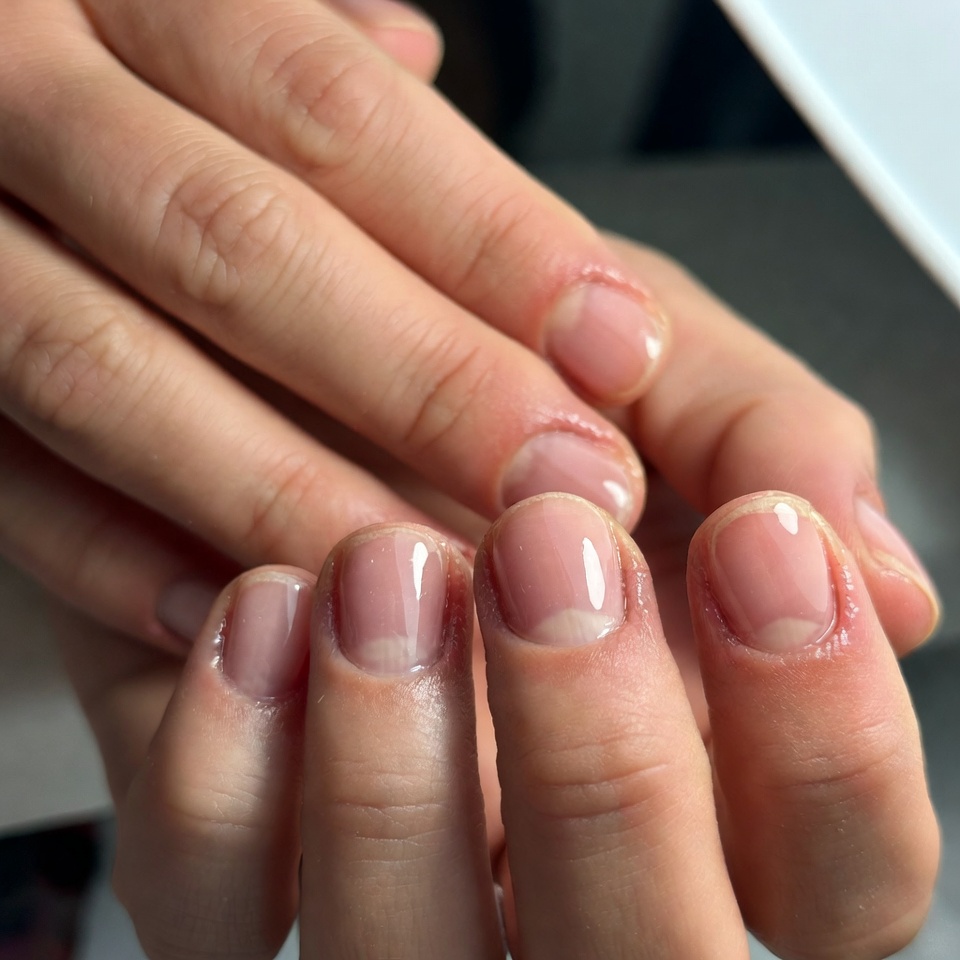 uñas naturales con brillo 