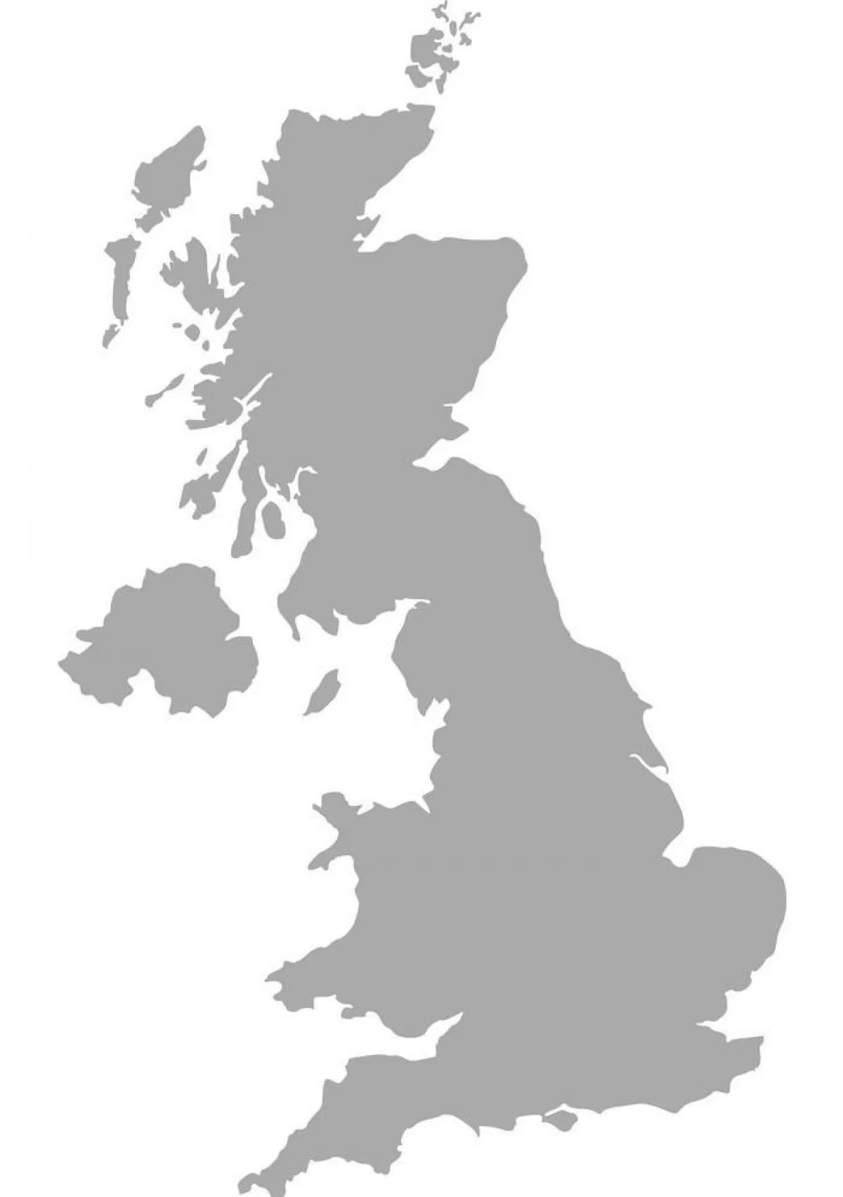 Grey outline of the UK, showing delivery locations