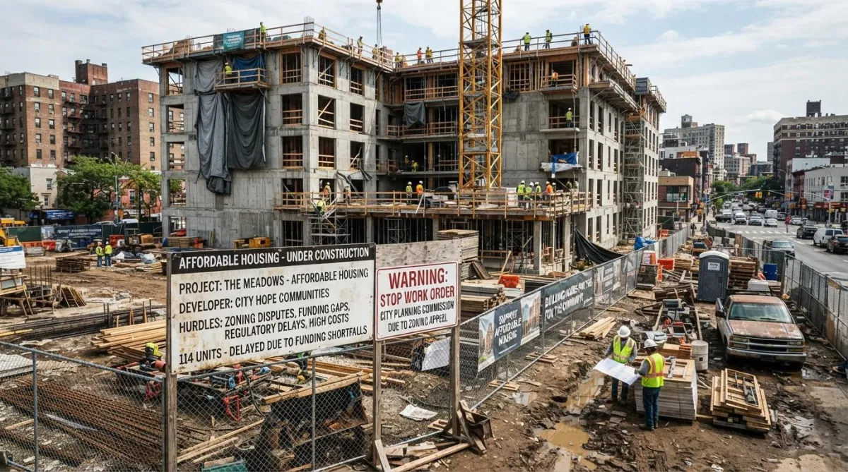 stalled residential construction site for affordable housing