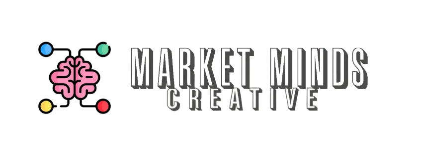 Market Minds Creative logo | brain with colorful obs representing the creativity of marketing