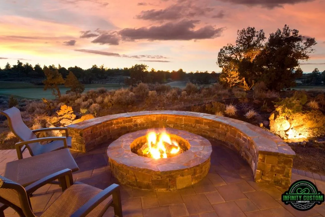 Image of a Paver Patio & Stone Firepit | Infinity Custom Landscape