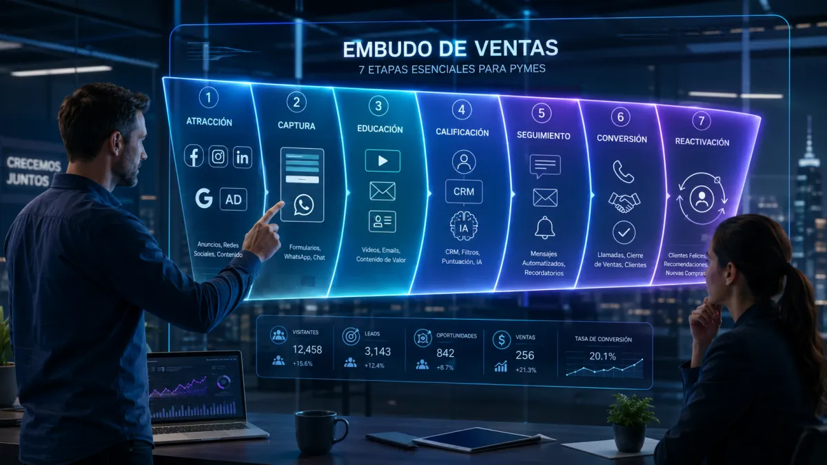 ¿Cuáles son las etapas esenciales de un funnel de ventas para pequeñas y medianas empresas?