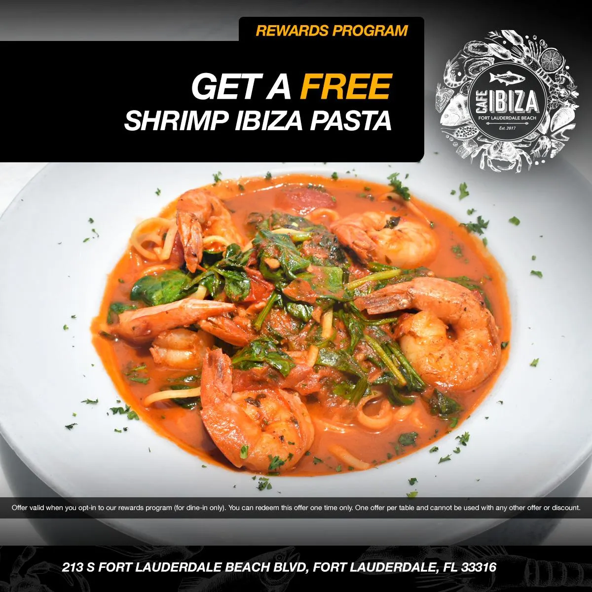 Free Shrimp Ibiza Pasta