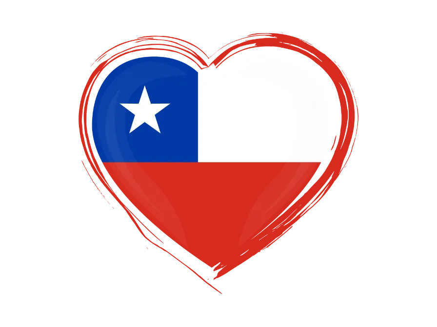 Corazón con los colores y la bandera de Chile representando compromiso nacional de Zama