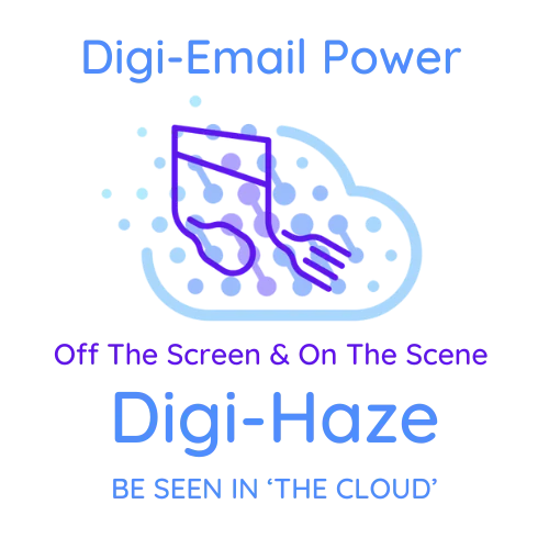 Digi-Haze Email Powers logo Off The creen & On The Scene