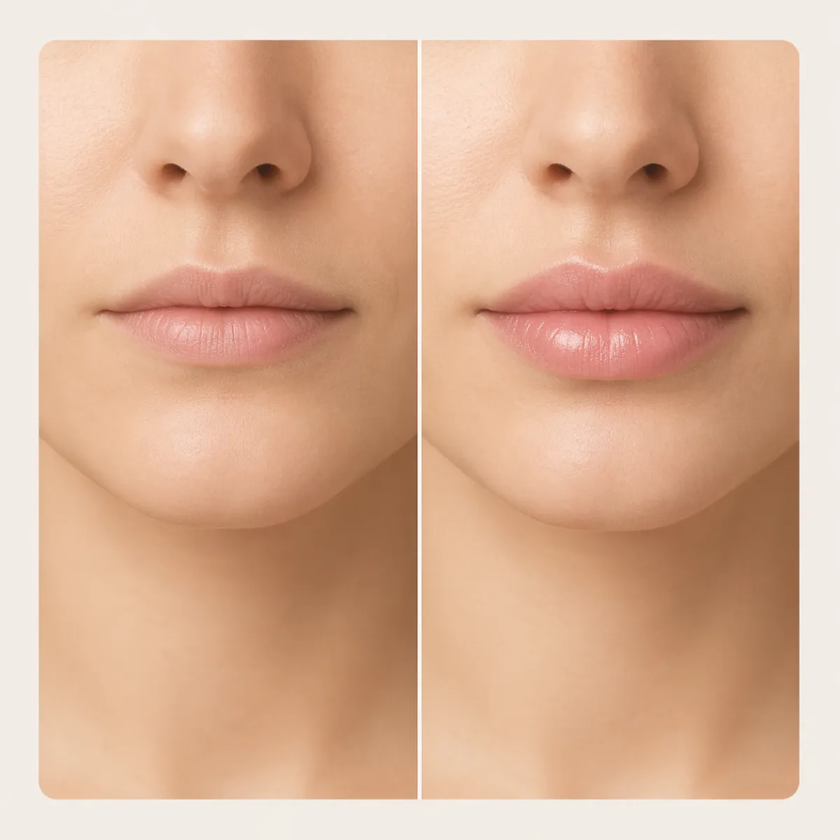 Before and after showing better lip definition at Nexus Clinic KL