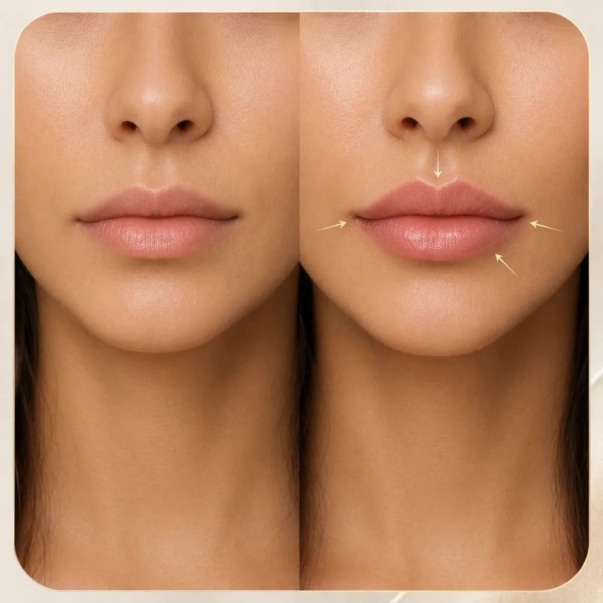 Before and after showing better lip definition at Nexus Clinic KL