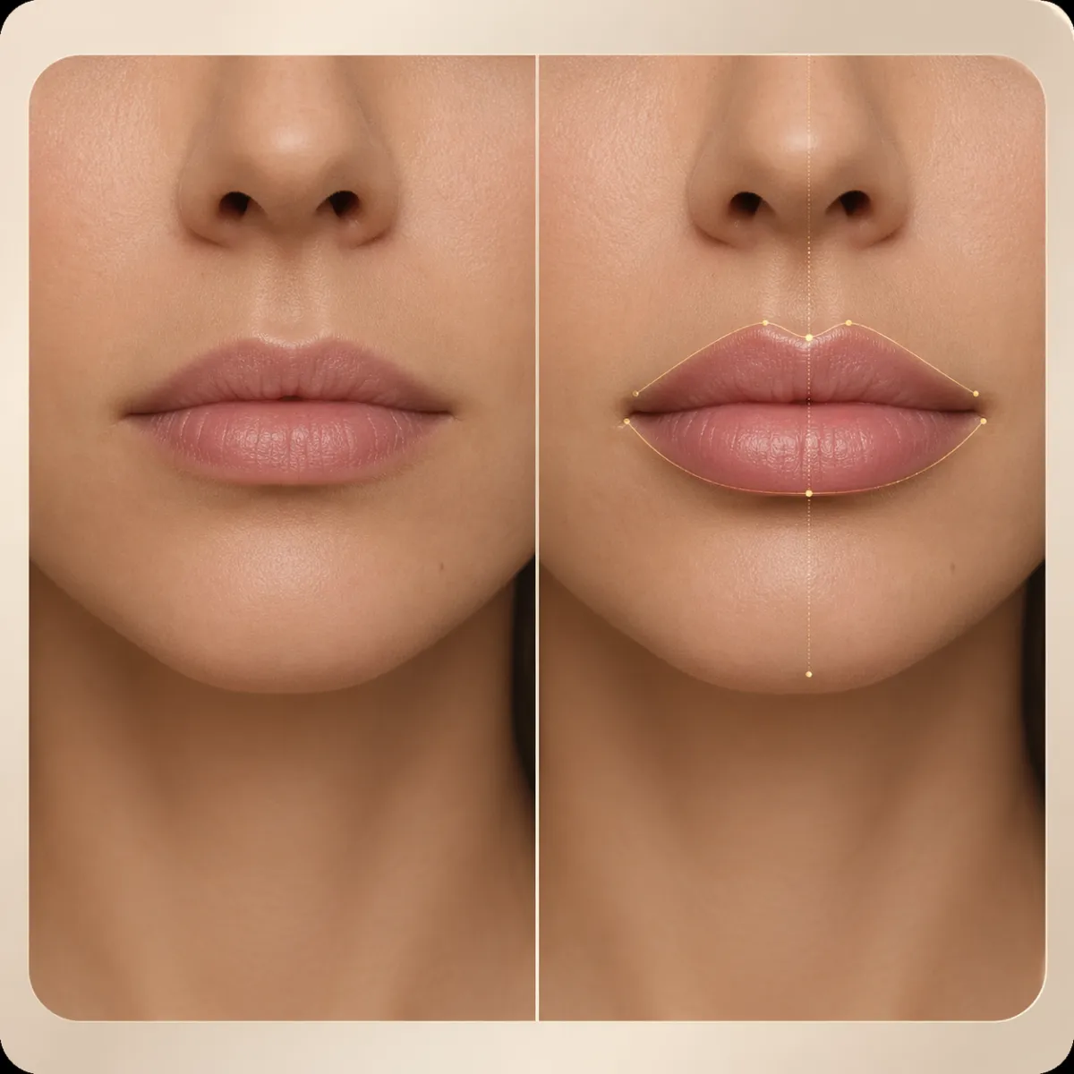 Before and after of personalized lip enhancement for balanced proportions at Nexus Clinic