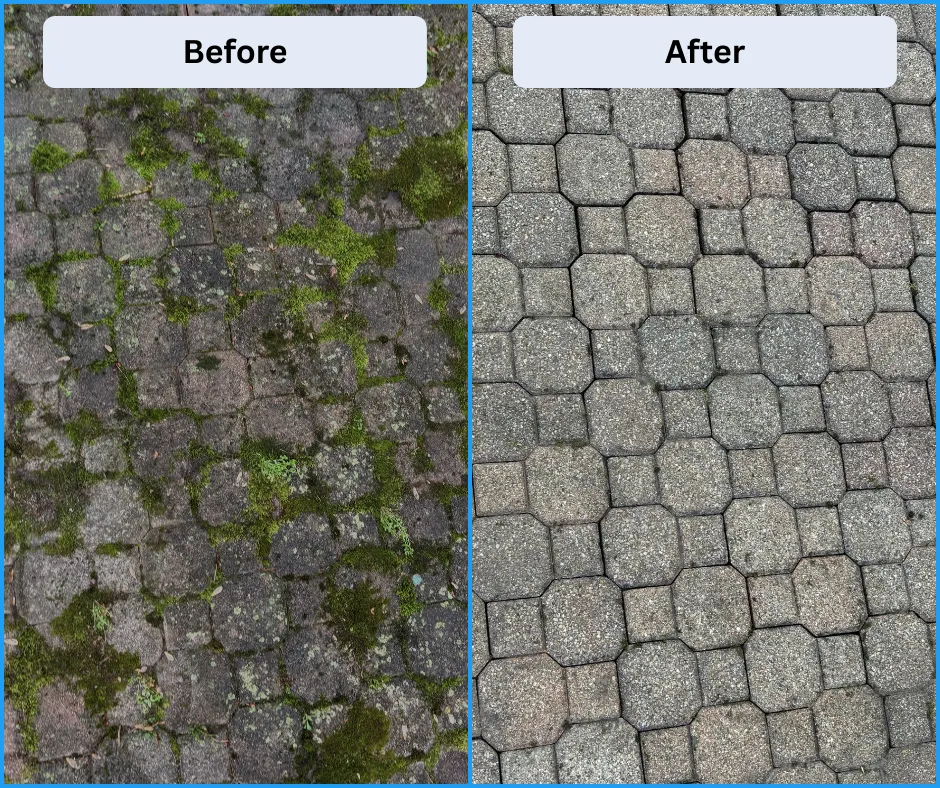 patio pressure wash before and after