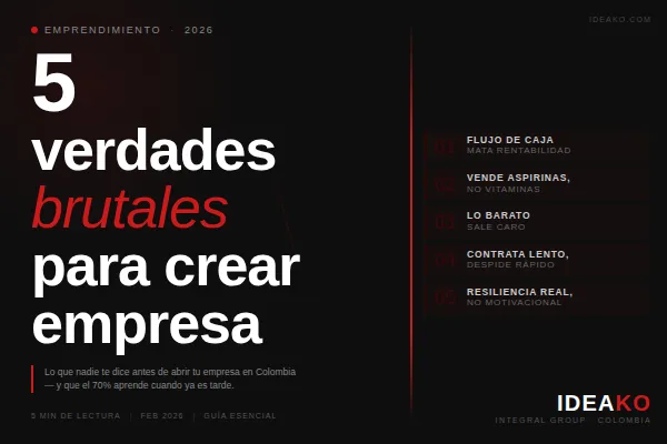 5 verdades Brutales para crear empresa en 2026 y no morir en el intento