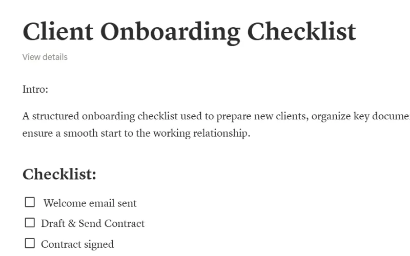 Sample SOP documentation for online coaching business