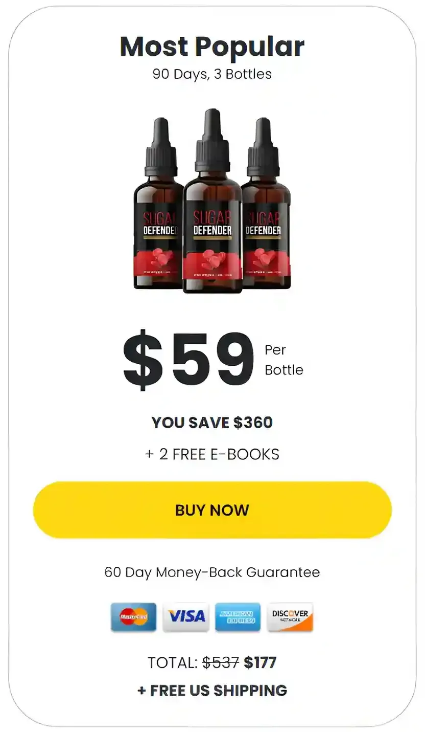 Sugar Defender 3 bottles pricing