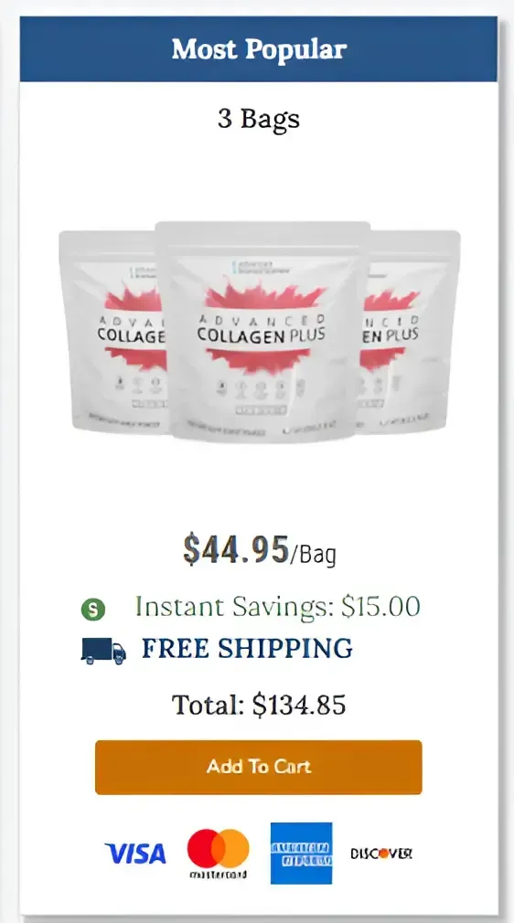 Advanced Collagen Plus 3 bag pricing