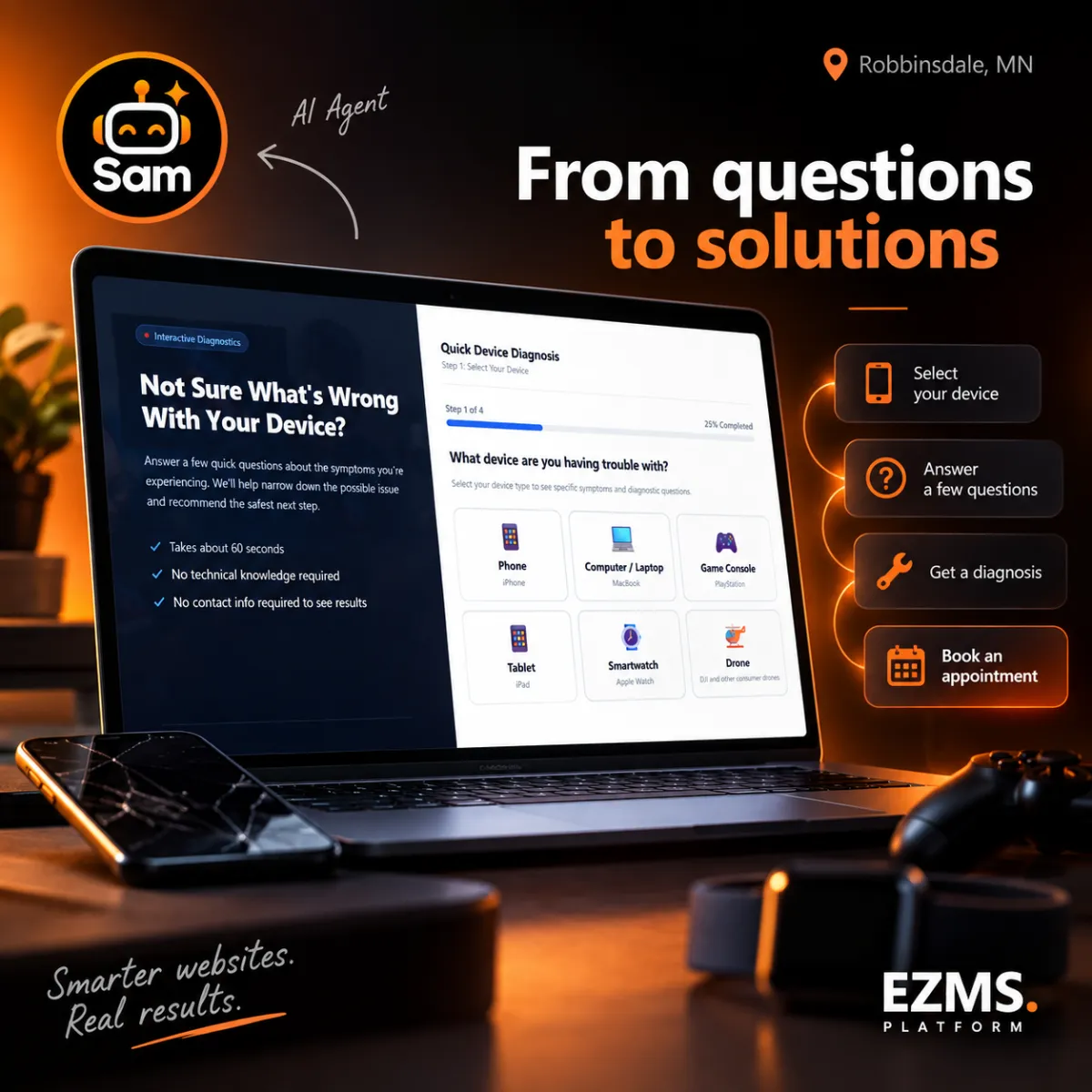 Interactive Quick Device Diagnosis for a Repair Shop | EZtransition
