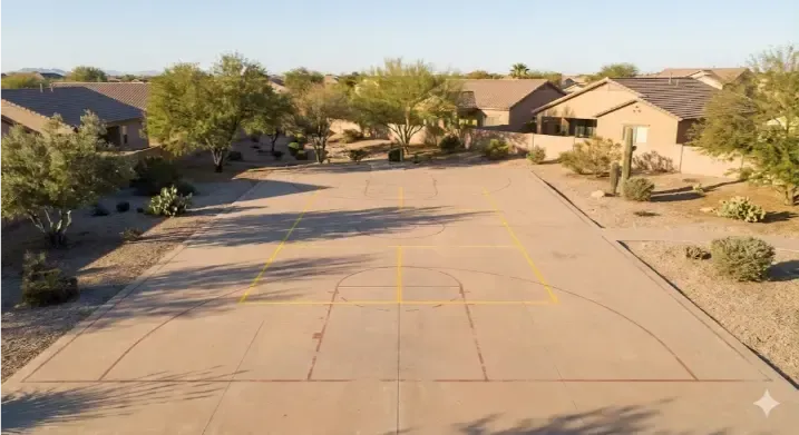 image of a basketball court with pickleball lines layout
