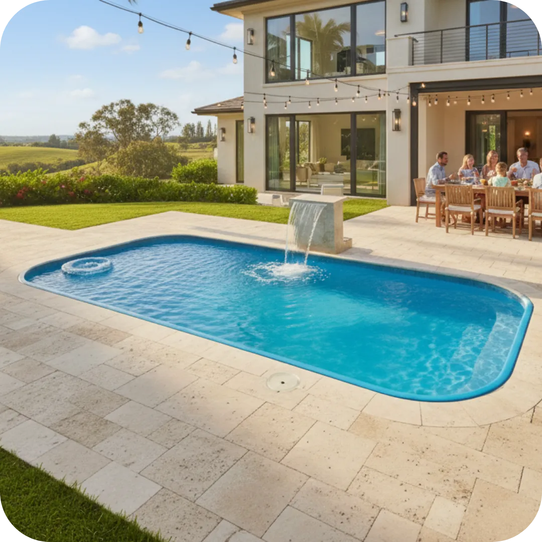 Piscina de fibra de vidrio instalada por Forgbol