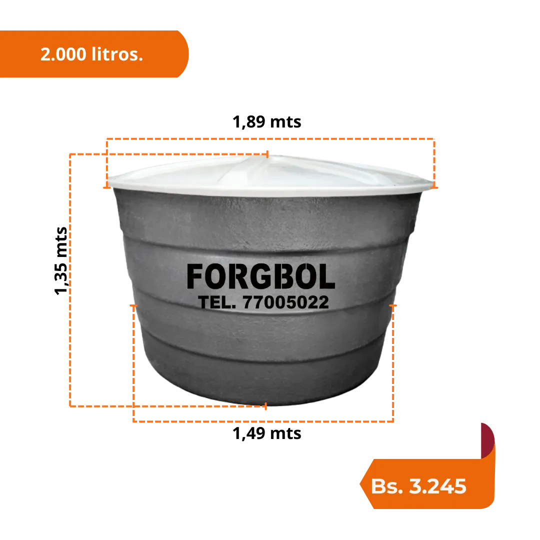 Tanque elevado de fibra de vidrio 2000 litros FORGBOL